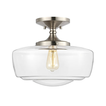 Marfa 14" Glass/Iron Farmhouse Modern LED Flush Mount